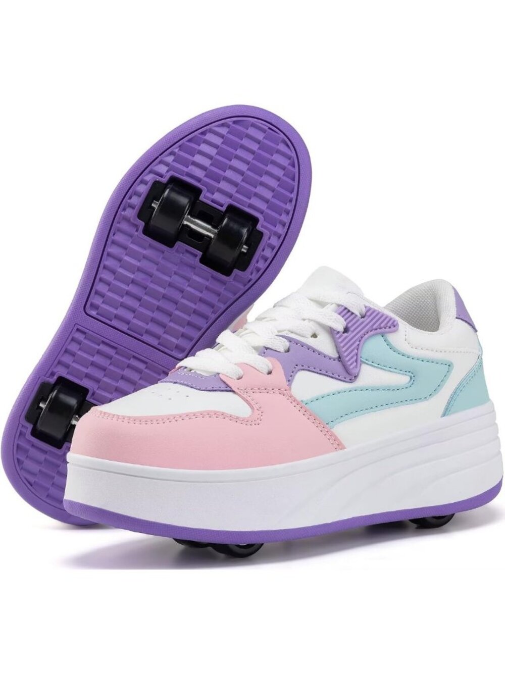 Stylish Roller Skate Sneakers for Women & Girls - Detachable Wheels, Perfect for